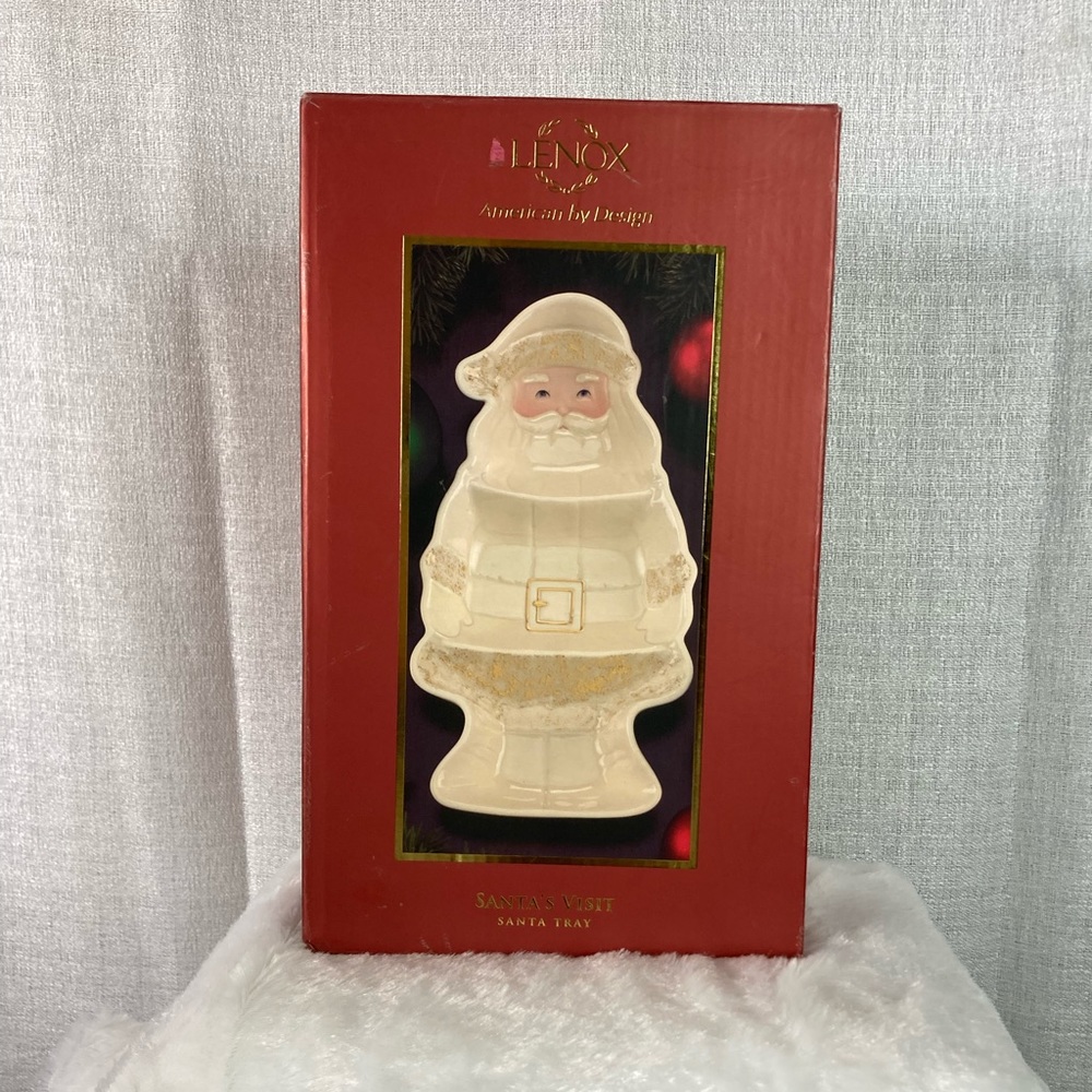 LENOX NIB Santa‘s First Visit Santa Tray measurements in photos on box